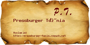 Pressburger Ténia névjegykártya